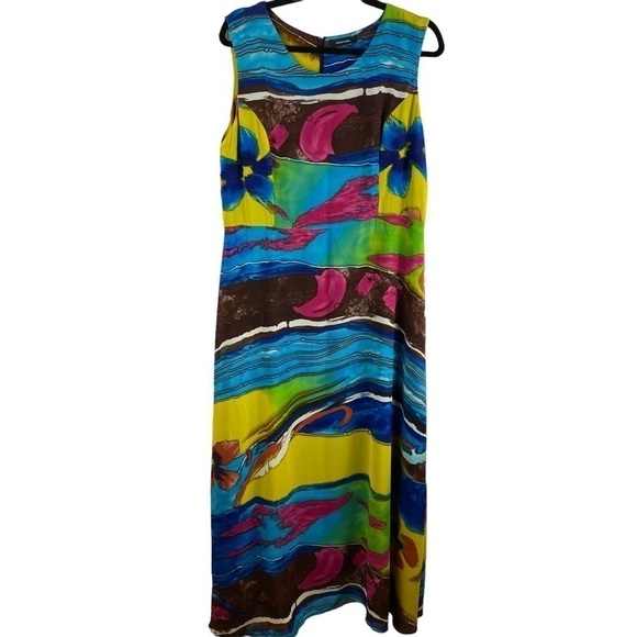 ALISON Sheri Multi Coloured Sleeveless Maxi Dress M/L - Picture 1 of 11